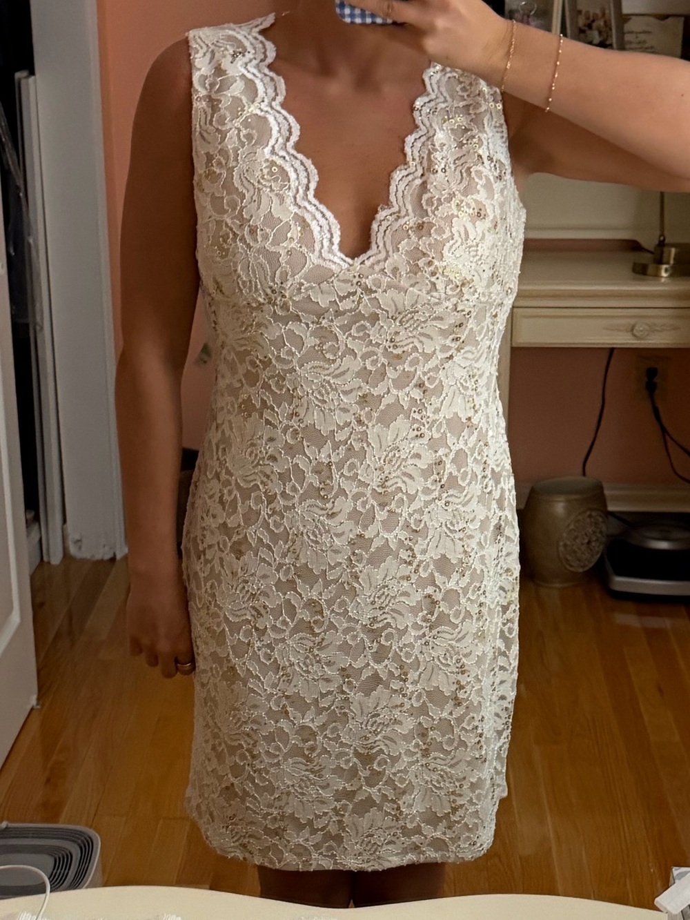 Night Way Collections Ivory Lace Mini Dress
